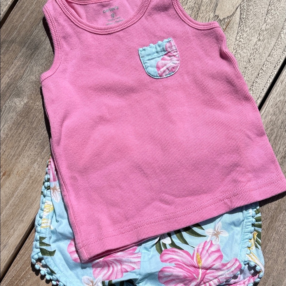carters baby girl shorts set 9 mos. EUC K009